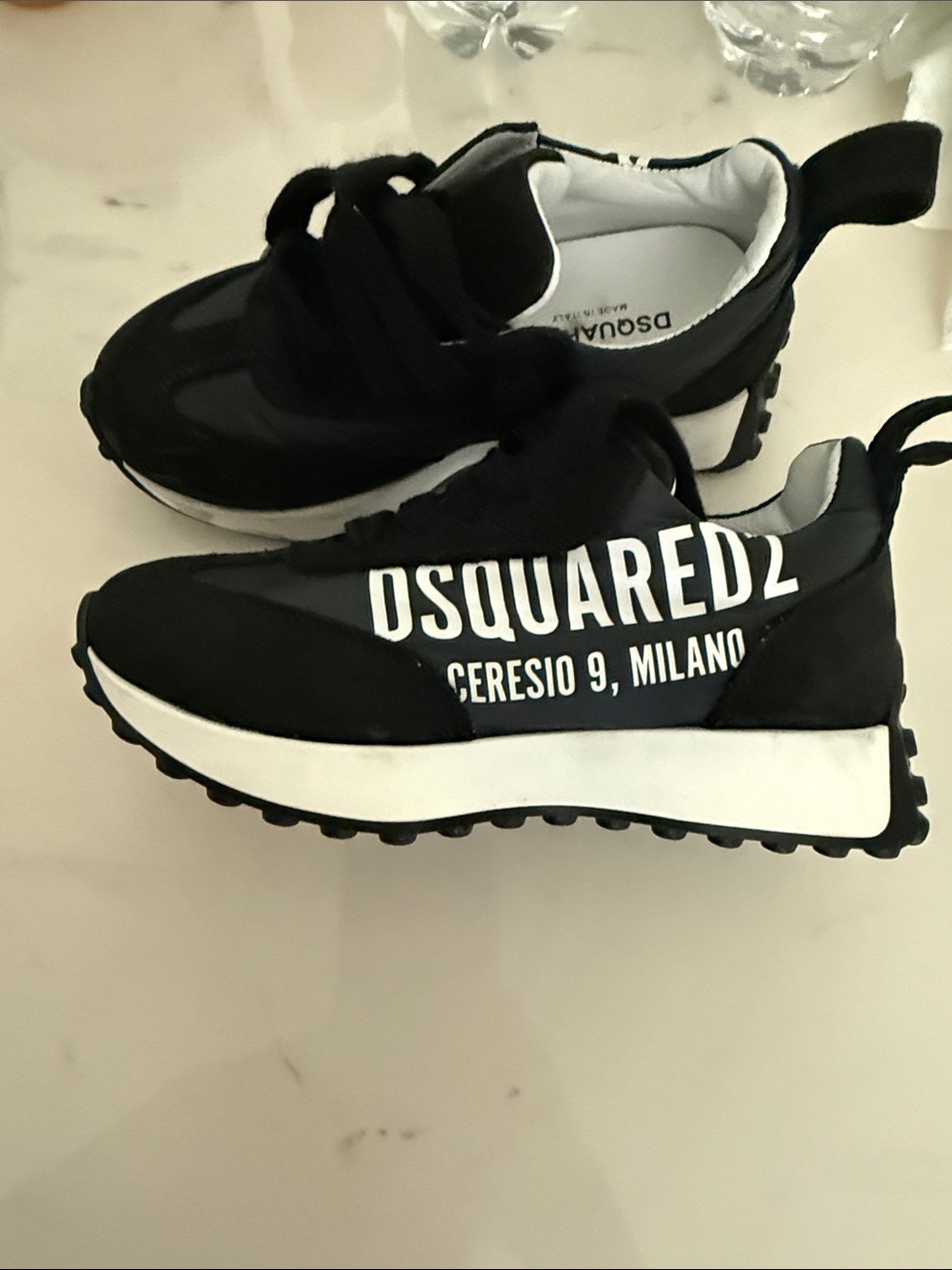 DSQUARED2 Kids Black & White Logo Runner Sneakers